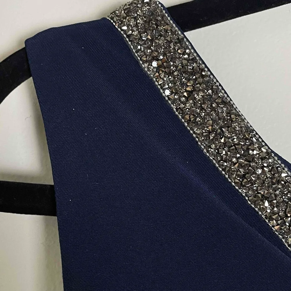 Adrianna Papell Womens Navy Embellished Wide-leg Formal Cape Jumpsuit Size 2 New - Image 12