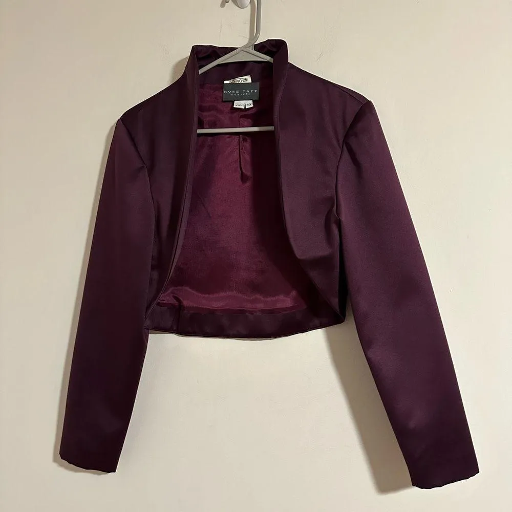 ROSE TAFT couture vintage satin strapless gown bolero set dress maxi inaugural Purple Size 10 - Image 2