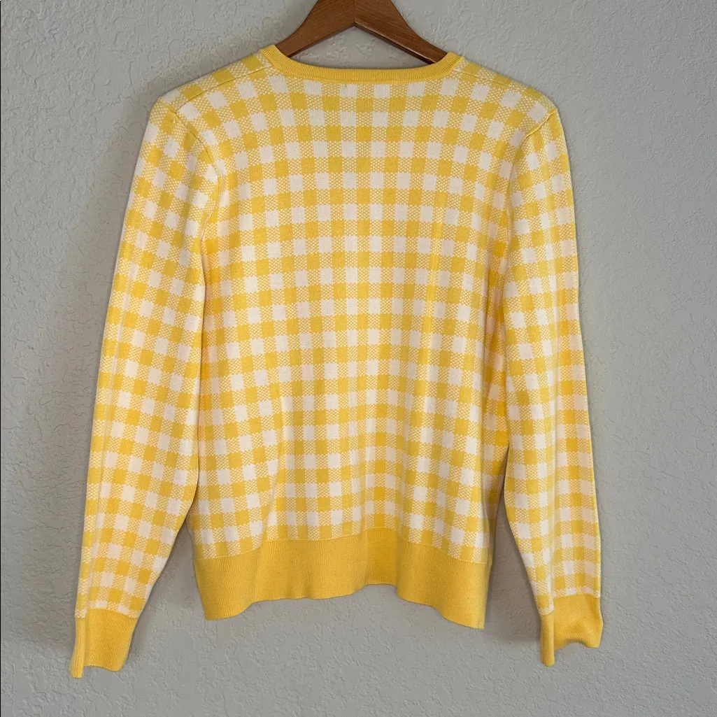 NEW Draper James Yellow Gingham Cardigan Sweater Check Preppy Spring Easter XL - Image 5