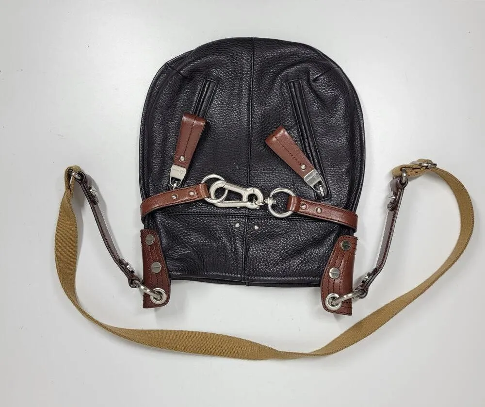 Vintage B Makowsky Pebbled Leather Crossbody Womens Black Bridle Buckle Logo - Image 8