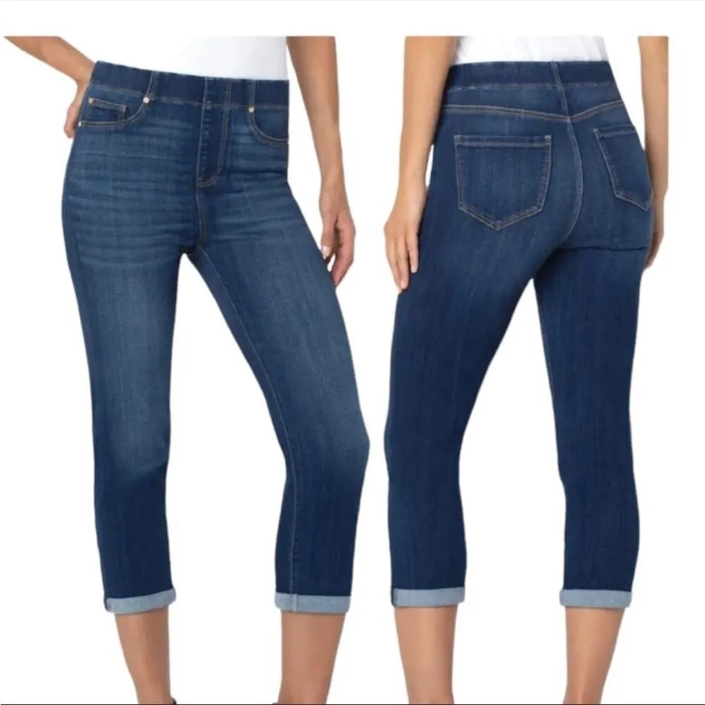 Liverpool Jeans The Crop High Rise Cuffed Pull On Medium Blue Denim Women’s 4/27 - Image 11