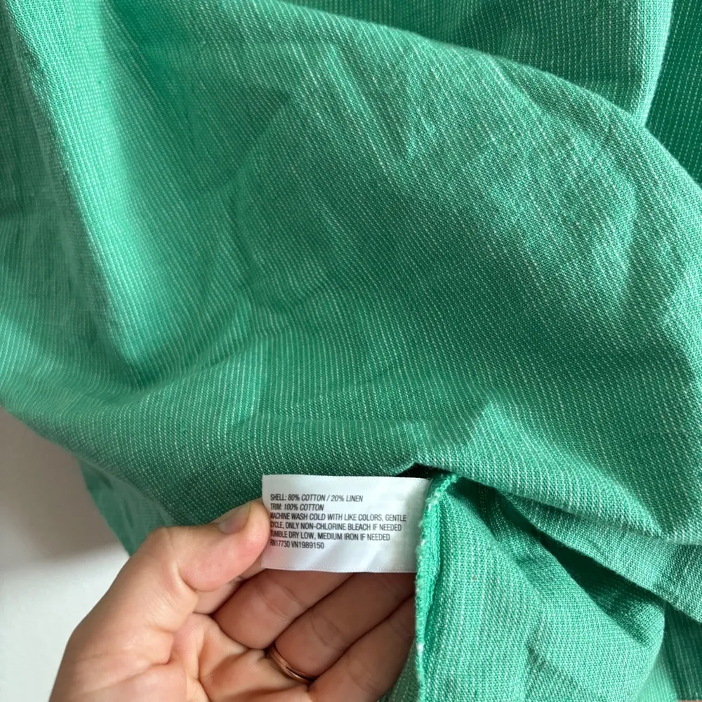 Women's Tank Mini Shift Dress A New Day Green Striped Cotton Linen Size XL - Image 5