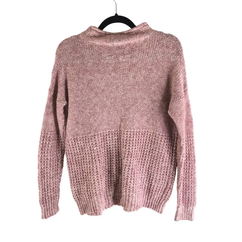 American Eagle Chunky Knit Mock Neck Oversized Sweater Pink Size S - Image 2