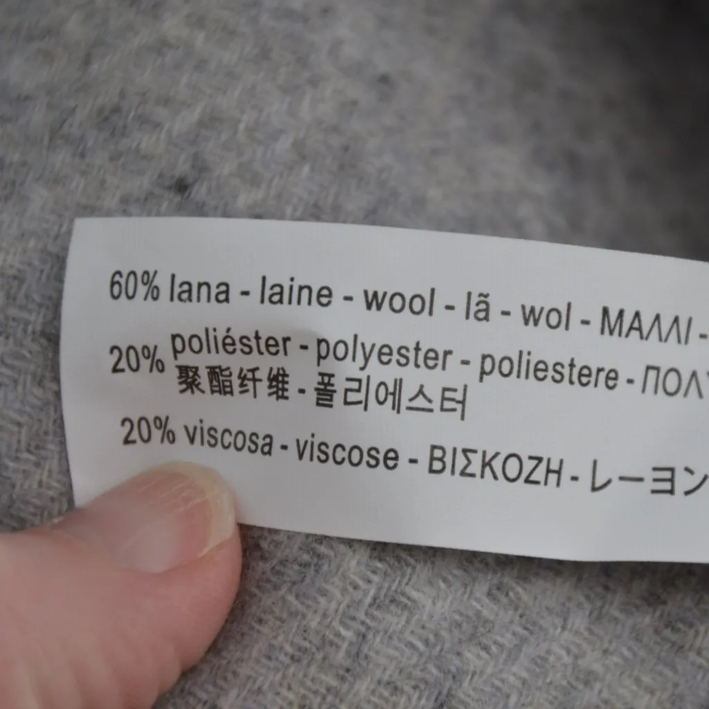 NEW ZARA Short Knitted Coat With Scarf Oversized Wool Blend Gray Women's XS - Image 12