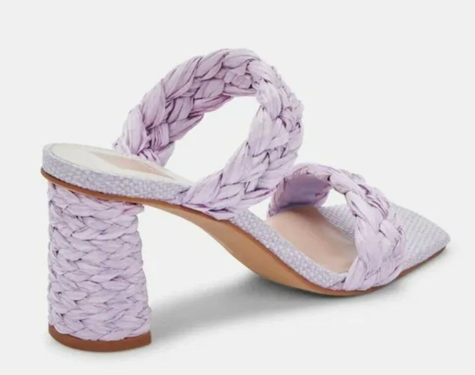 NEW Dolce Vita Paily Lilac Raffia Braided Straps Slip On Open Toe Heeled Sandal Purple Size 10 - Image 3