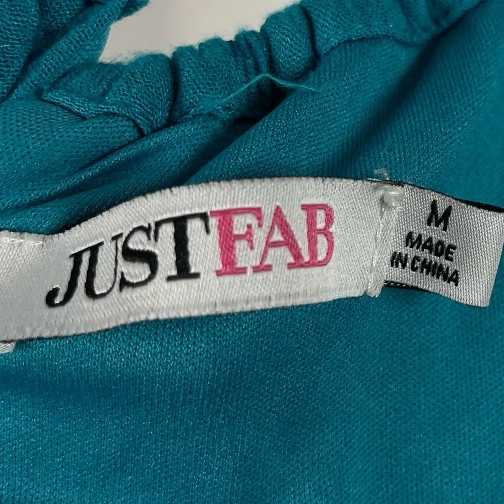 Just Fab Medium Turquoise Jewel Tone Vacation Maxi Dress Flowy Boho Deep V Back - Image 10