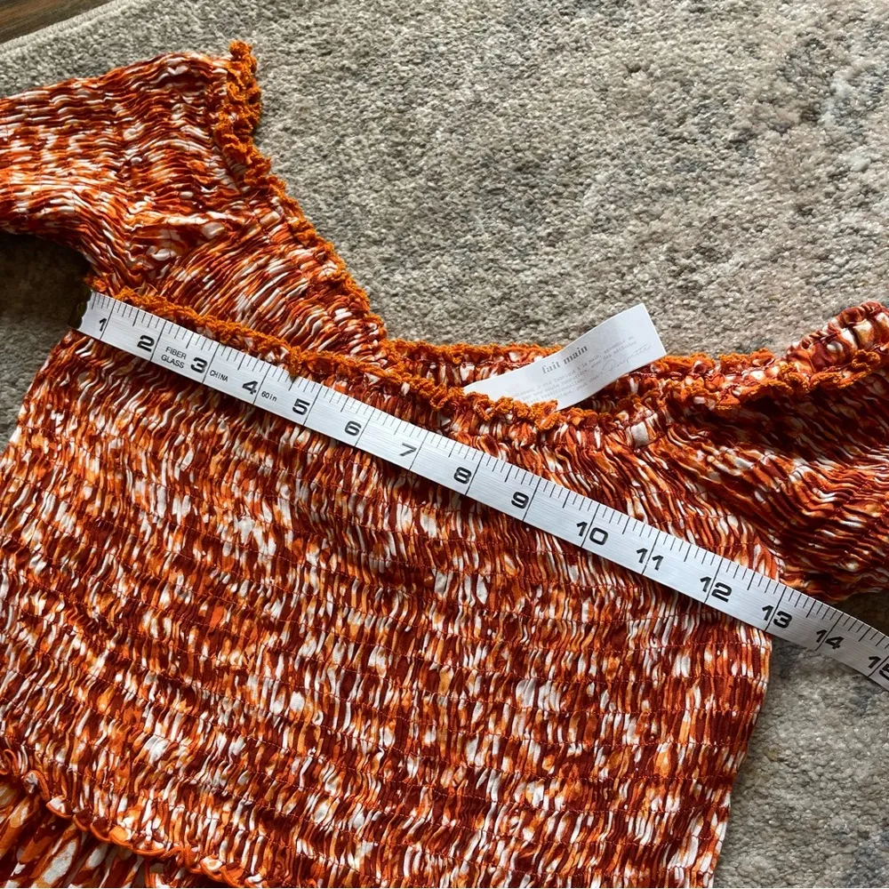 Poupette St. Barth Soledad Orange Tiedye Off Shoulder Tiered Summer Maxi Dress - Image 8