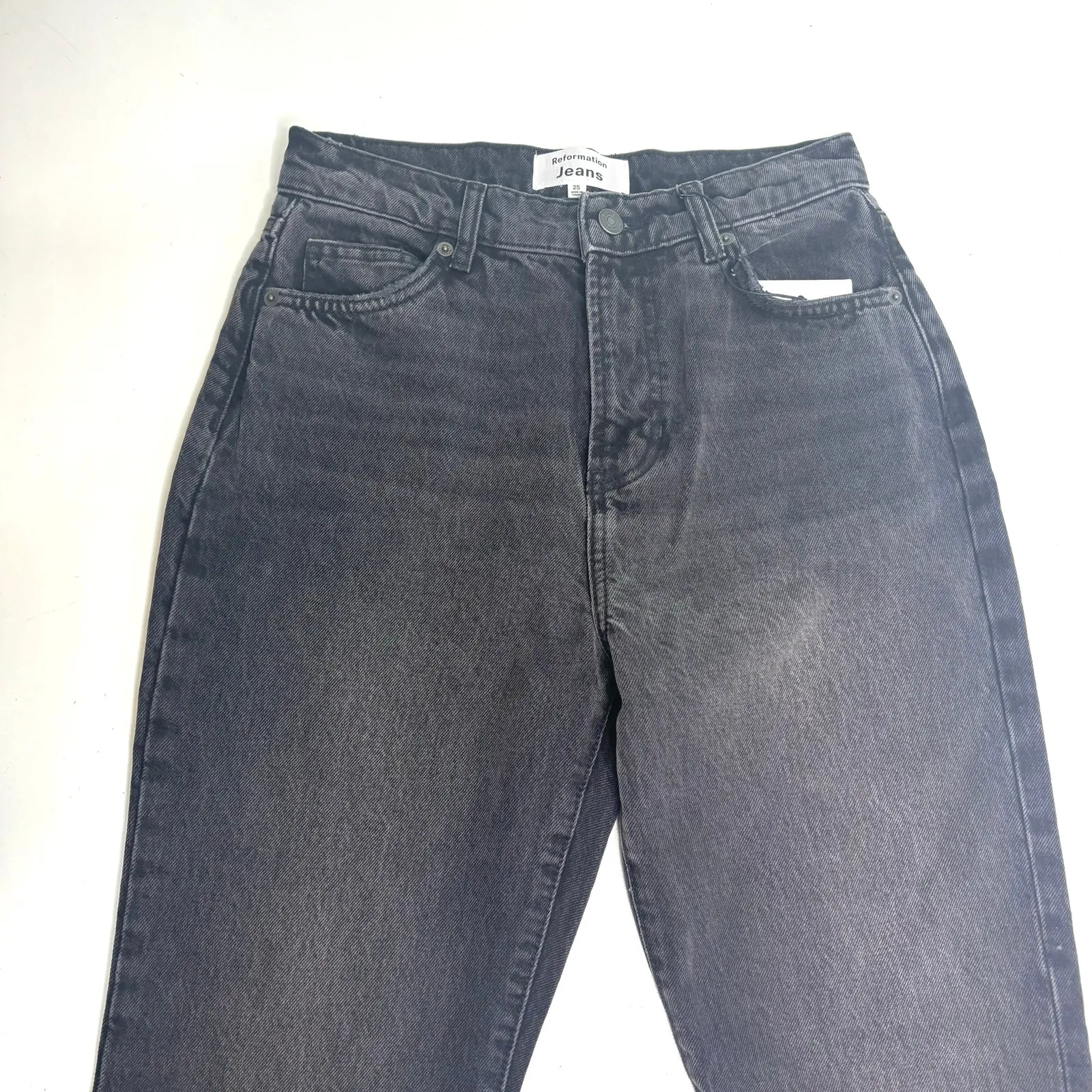 Reformation Mia Black High Rise Vintage Bootcut Jeans Rigid Denim Trinity 25 - Image 7