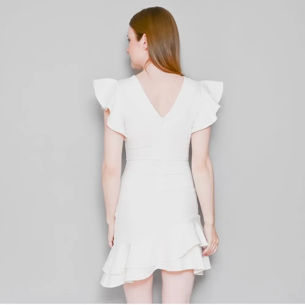 Amanda Uprichard Eclipse White Ruffle Dress Size Large - Image 3