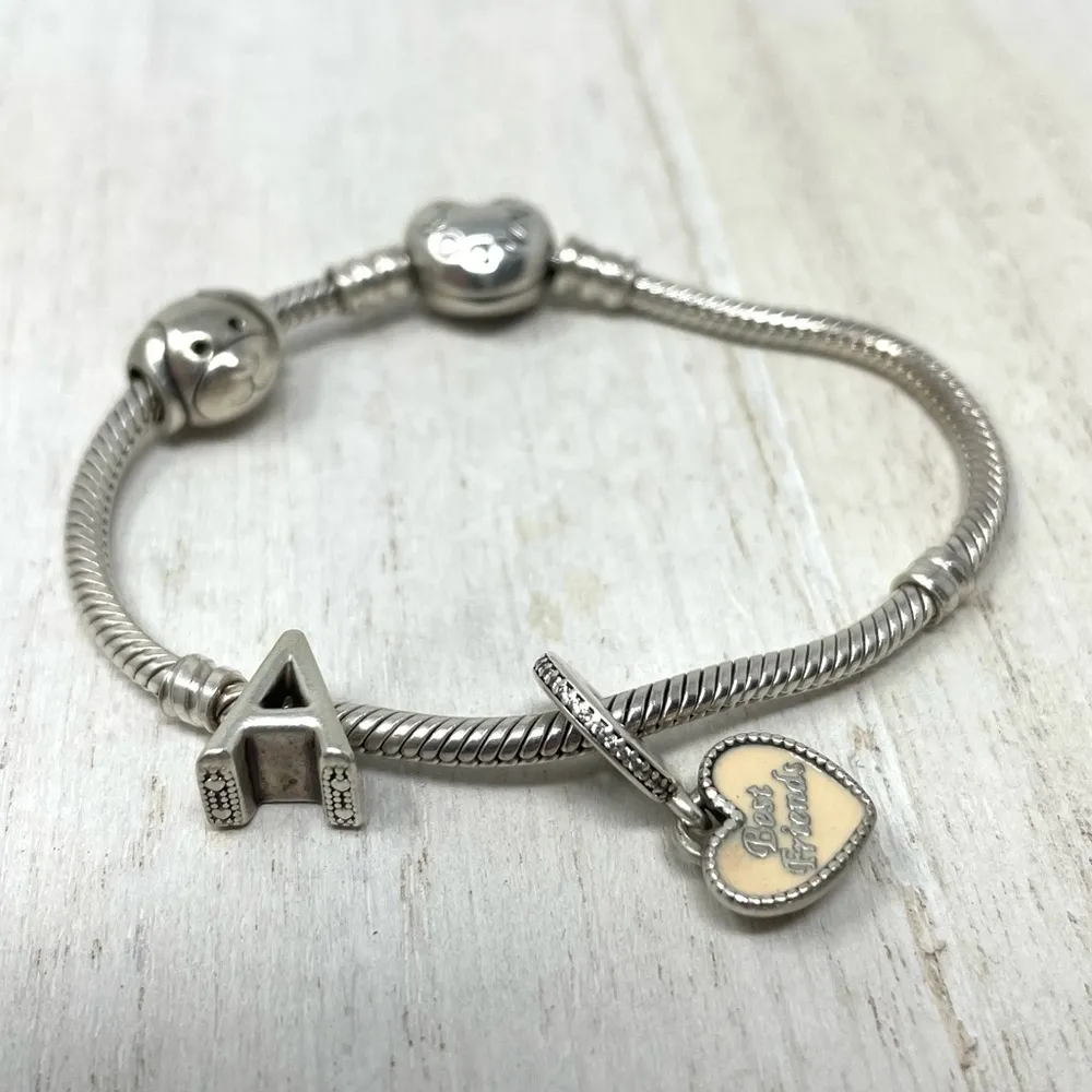 3 charm sterling silver bracelet - Image 2