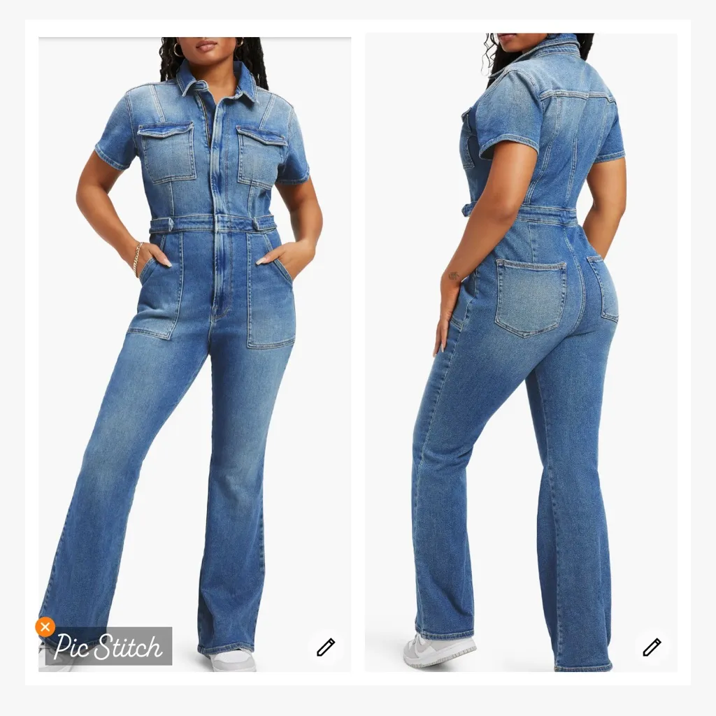 Good American Fit For Success Denim Jumpsuit Bootcut - Image 2