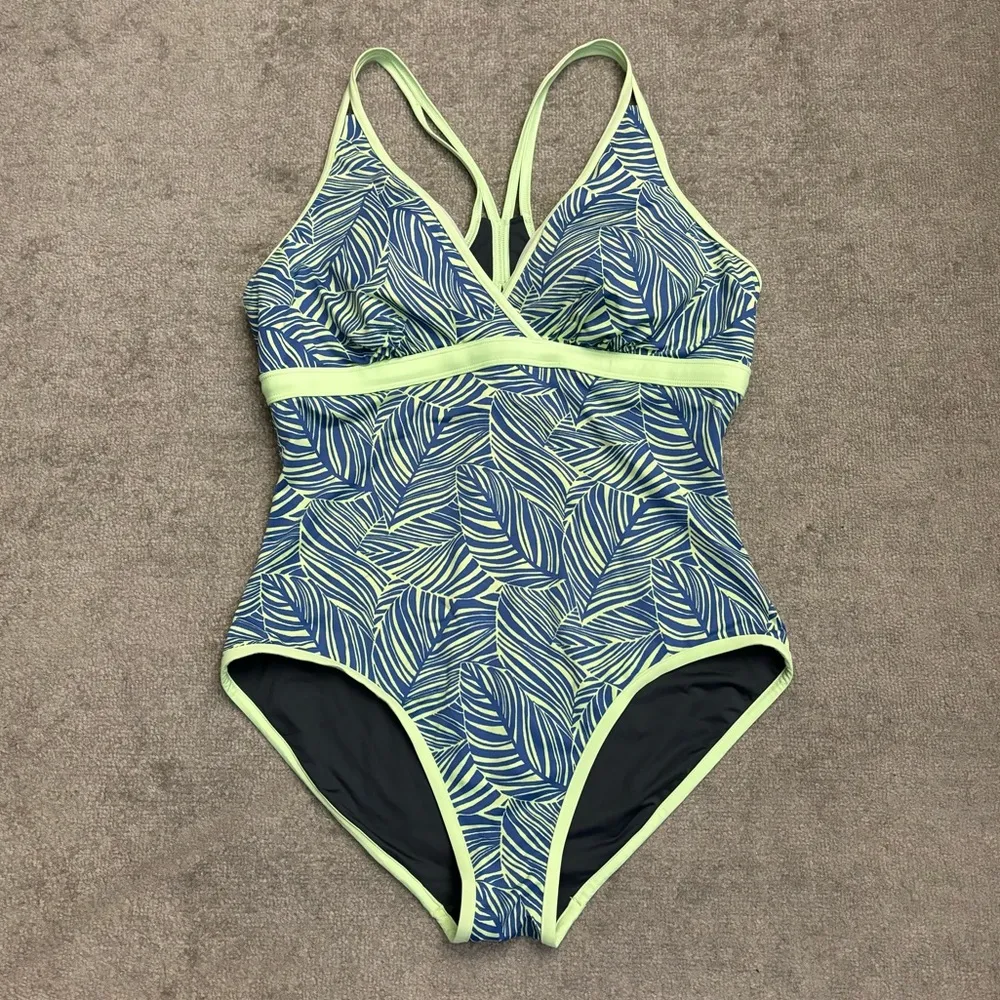 L.L. Bean One Piece Green Blue Print Tank Swimsuit Swimsuit UPF 50+ Women’s - Image 2