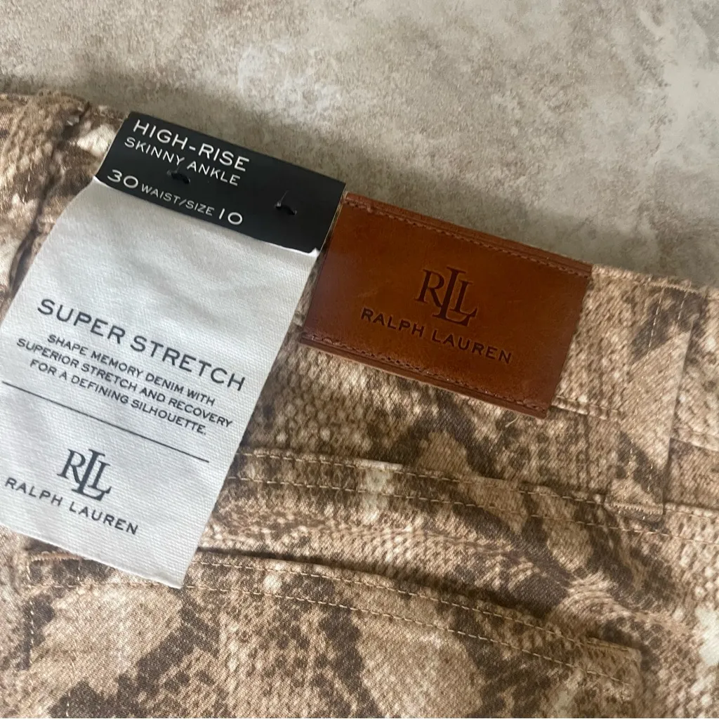 NWT Lauren‎ Ralph Lauren  Women’s Snakeprint High-Rise Skinny Ankle Jeans Sz 10 - Image 15