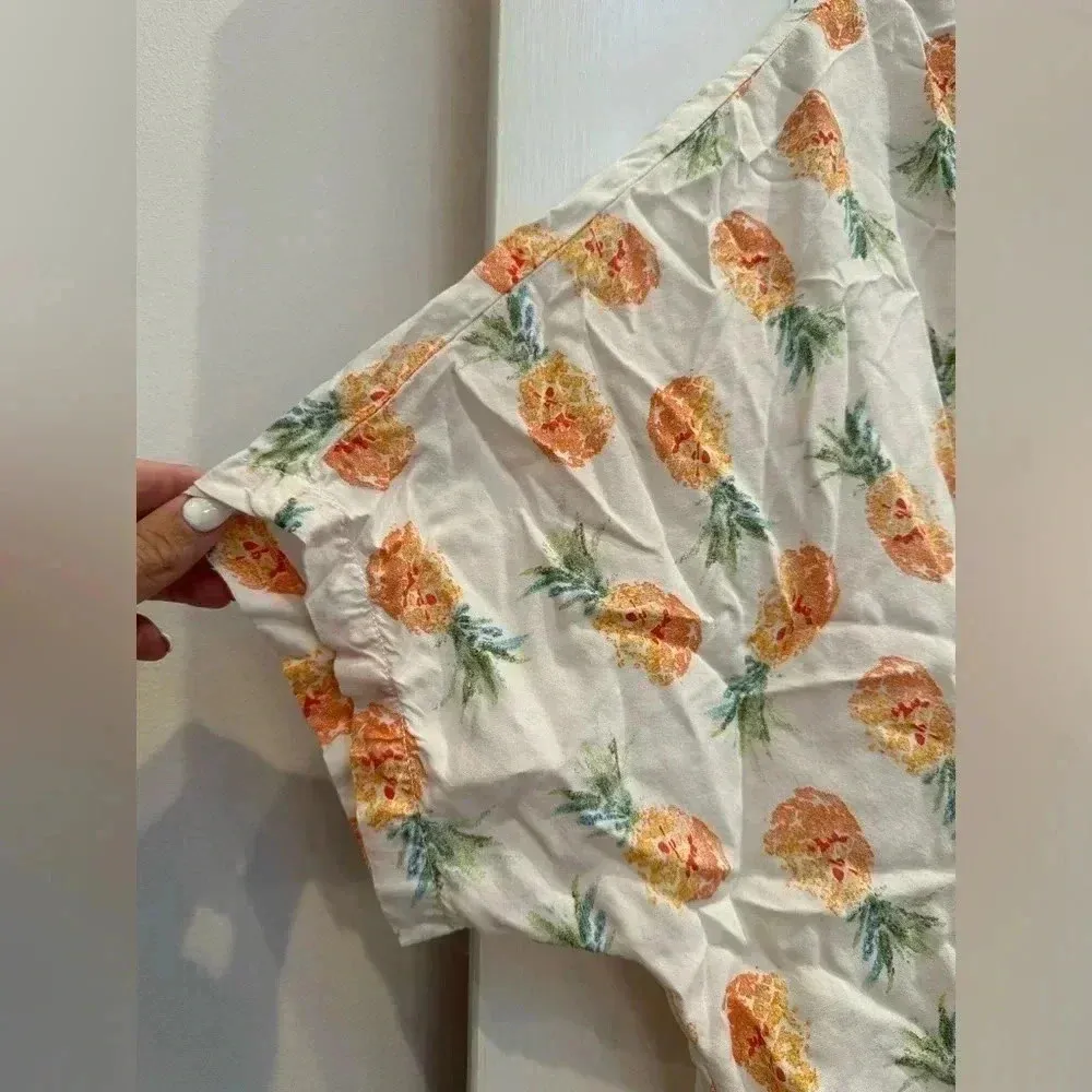 Beach Lunch Lounge Women’s Size Large L Pineapple Print Kelli Top Button Tie - Image 7