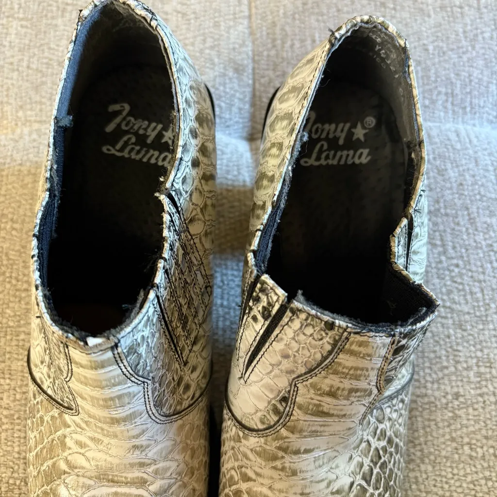 TONY LAMA Python Cowgirl BootIES Size 9.5 Snakeskin Embossed‎ Ankle Bootie - Image 2