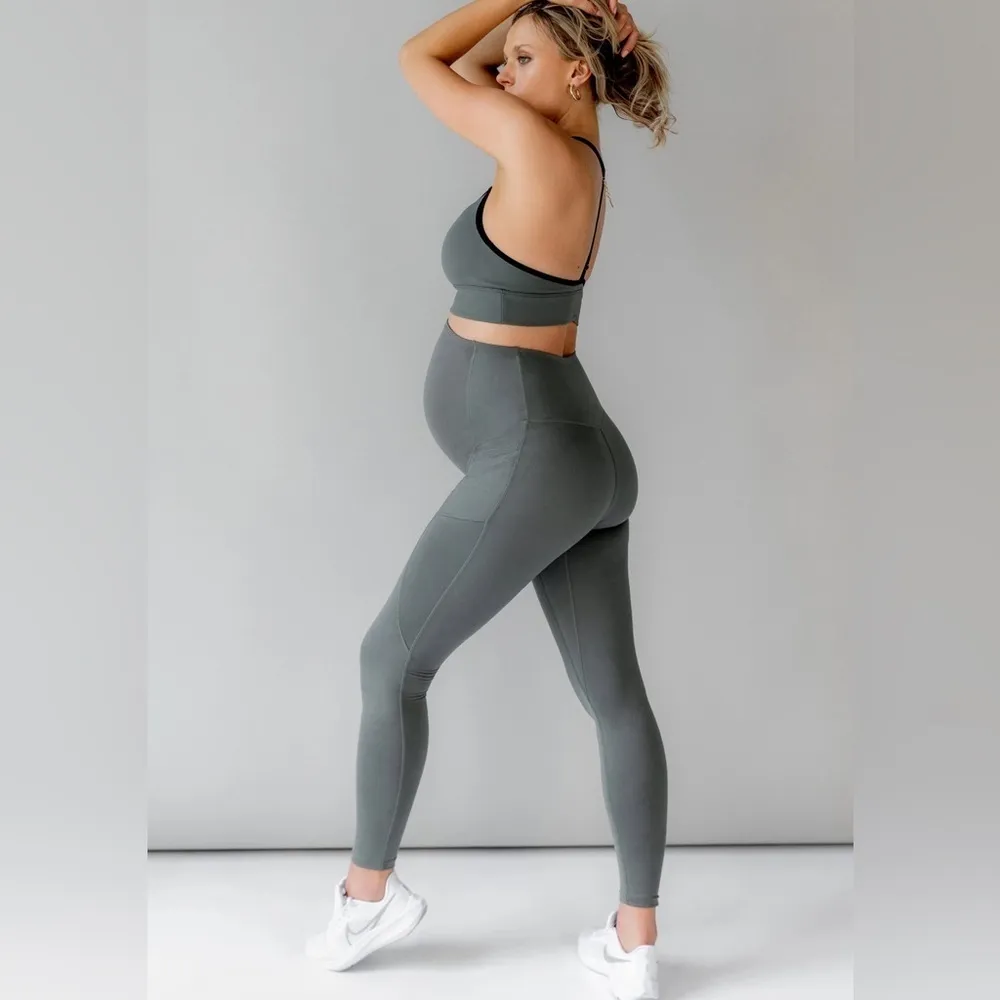 Blanqi Olive Green‎ Maternity Pocket Leggings NWT Medium Green Size undefined - Image 13