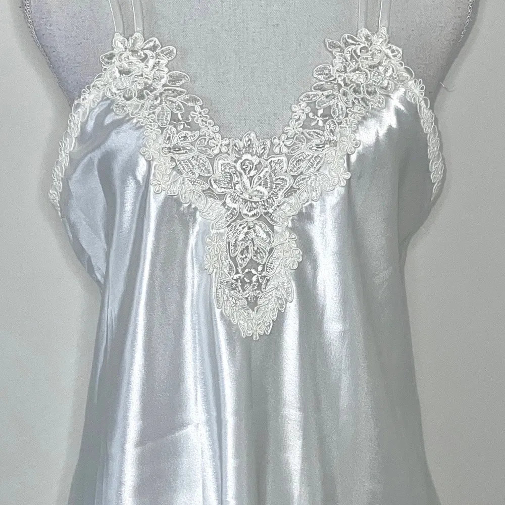 Vintage Angelic Satin Slip Dress White Size L - Image 2
