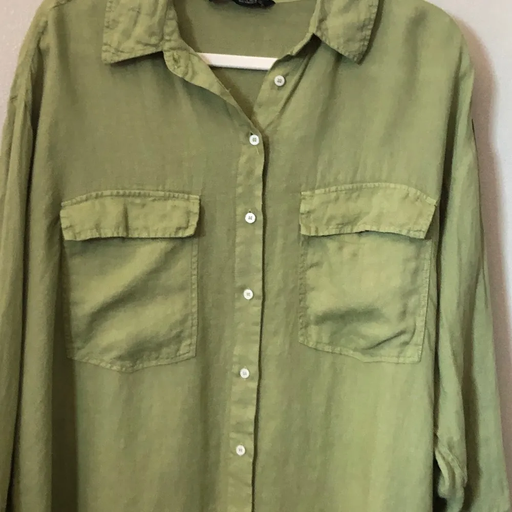 Green Linen Button Down Women Dress Shirt Beach Coverup Size Large NWOT - Image 8