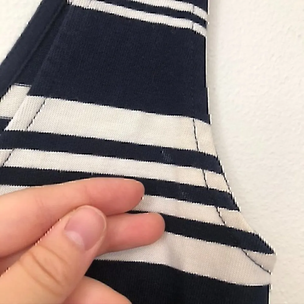 J. CREW Villa Dress Navy Blue Cream Ivory Striped Sleeveless Fit Flare Cotton XS - Image 8