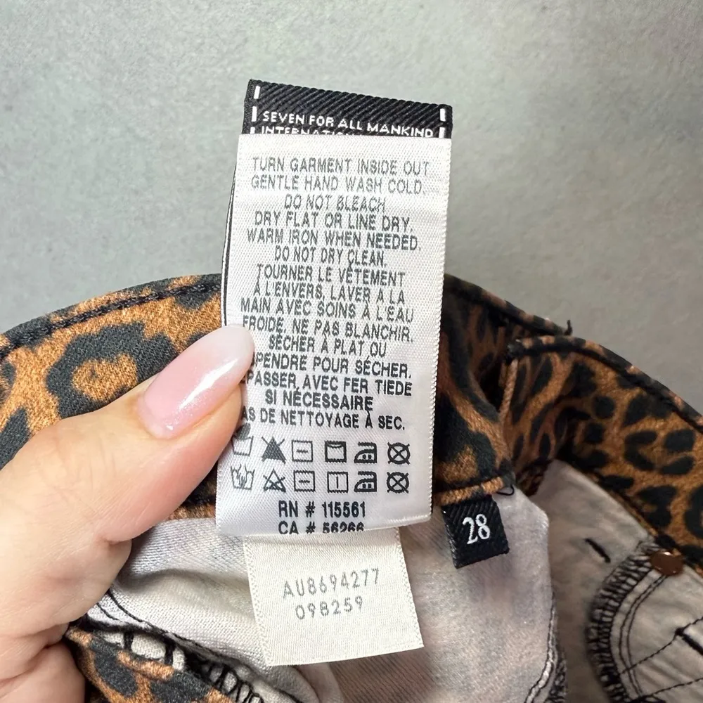 7 For All Mankind Womens High-Waist Slim Kick Flared Jeans Leopard Pants Size 28 - Image 9