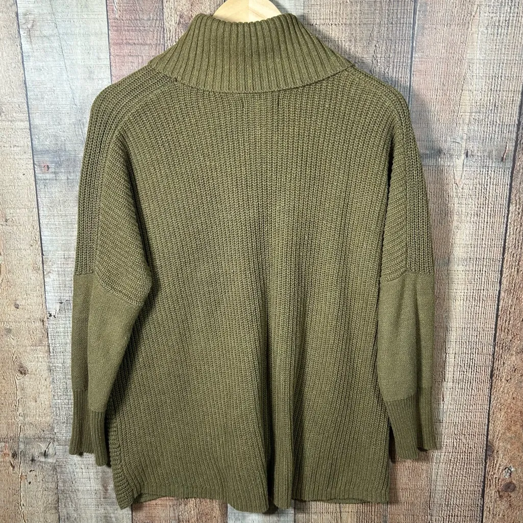 Rachel Zoe Cowl Neck Medium Chunky Knit Sweater Olive Green Cozy Relaxed Fit - Image 6