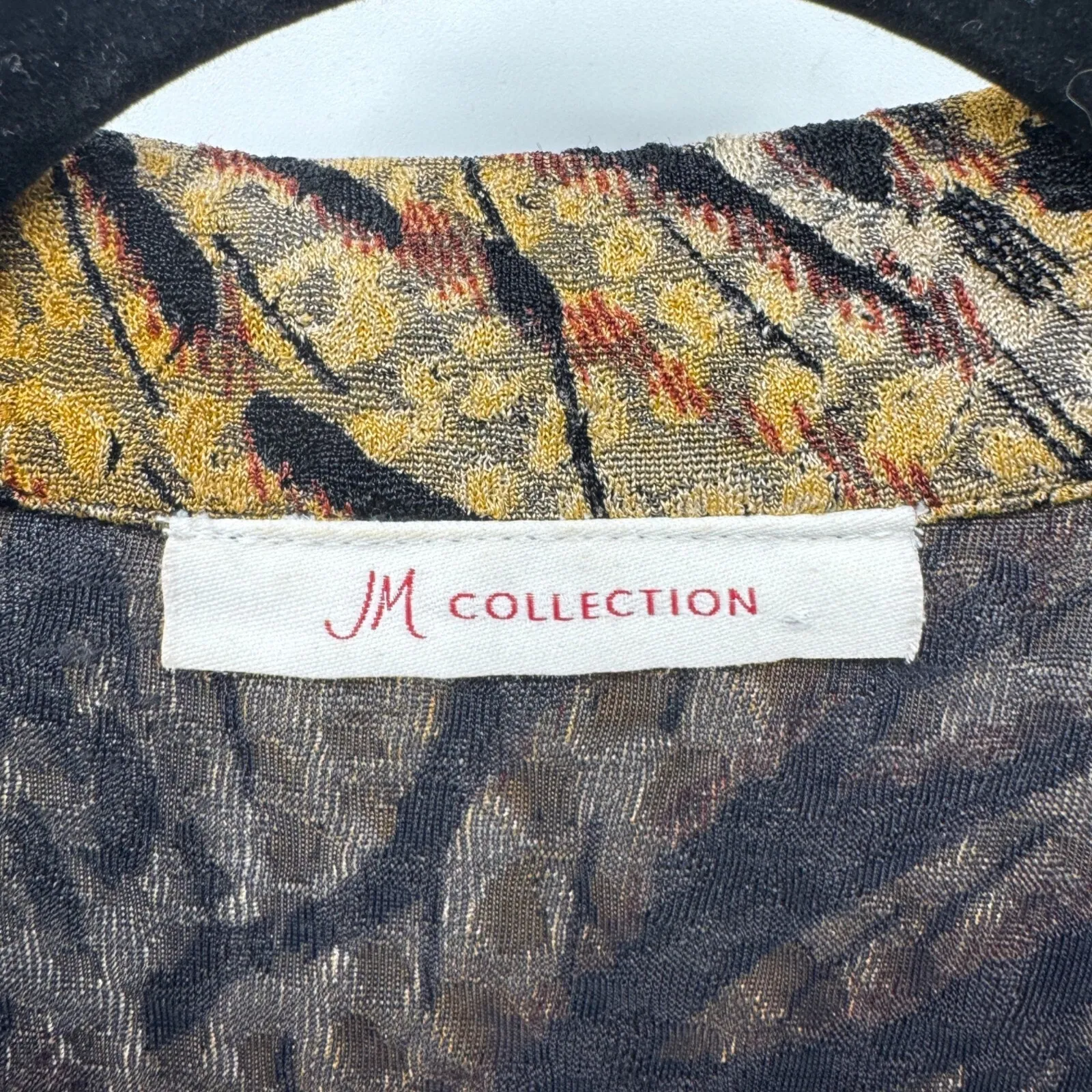 Vintage JM Collection Button Front Shirt XL Black Brown Animal‎ Print Mob Wife - Image 5