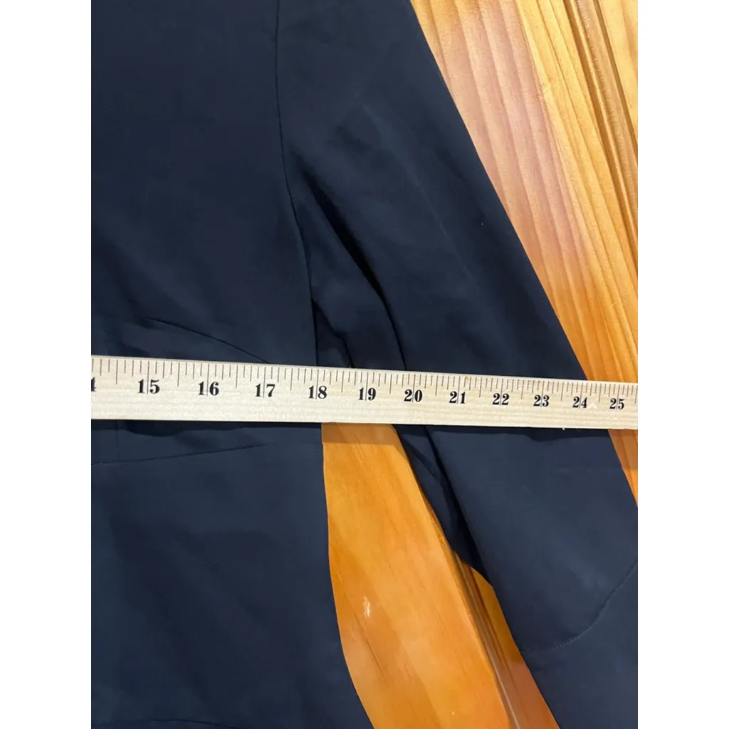 Women’s Misook V Neck Classic Workwear Black Crepe Pointelle Midi Dress Small - Image 6