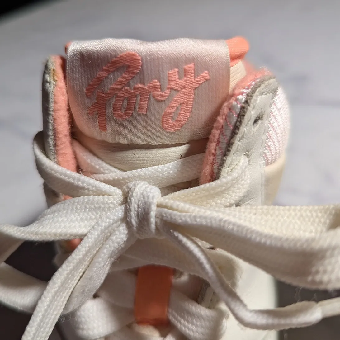 Vtg 1980s Pony White Leather Pink Detail High Top Lace Up Athletic Sneakers Sz 7 - Image 4