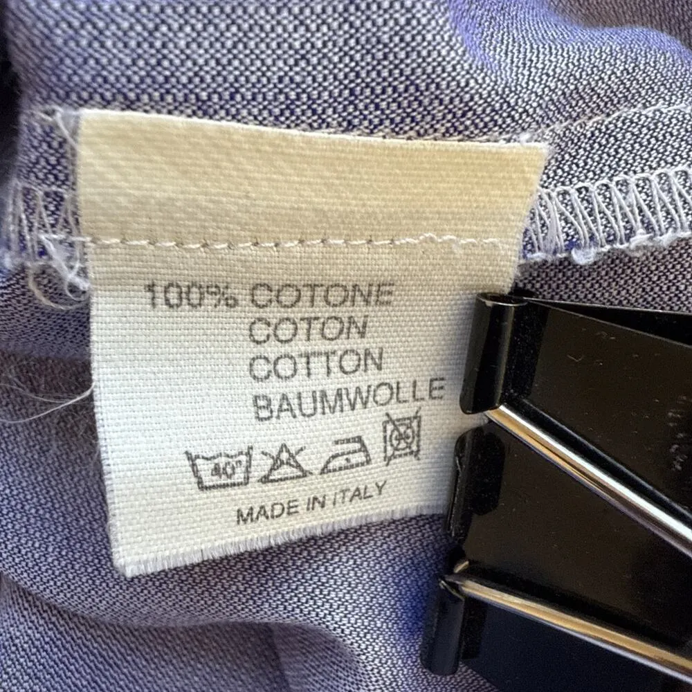 Walter Voulaz Womens Cropped Button Up Top Shirt Size 46/US 10 Blue Cotton Italy - Image 8