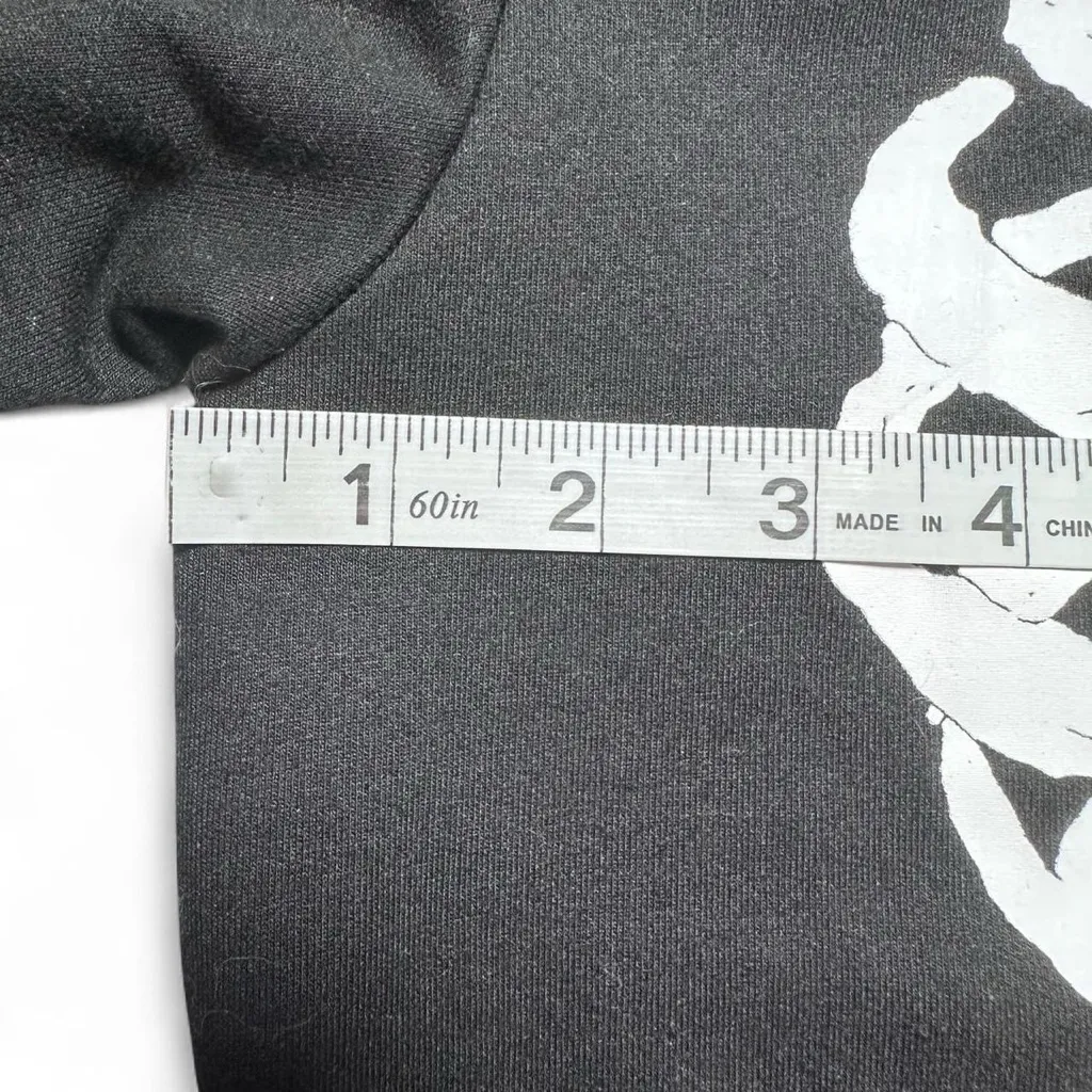 Unbranded no tags Black Full Zip Zipper Hoodie with White Skeleton Bones Medium - Image 3