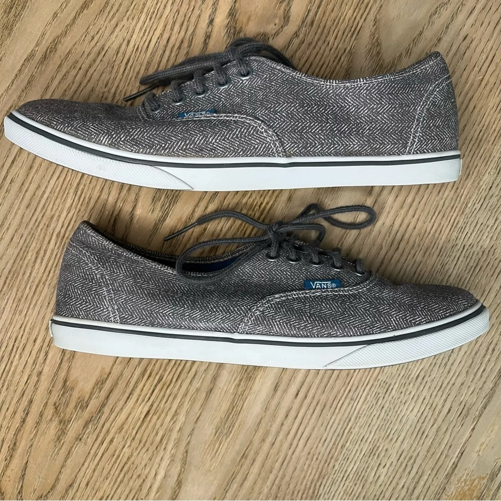 Vans Classic Old Skool Low Cut Lace Up Sneakers Herringbone Gray M 7/ W 8.5 - Image 8