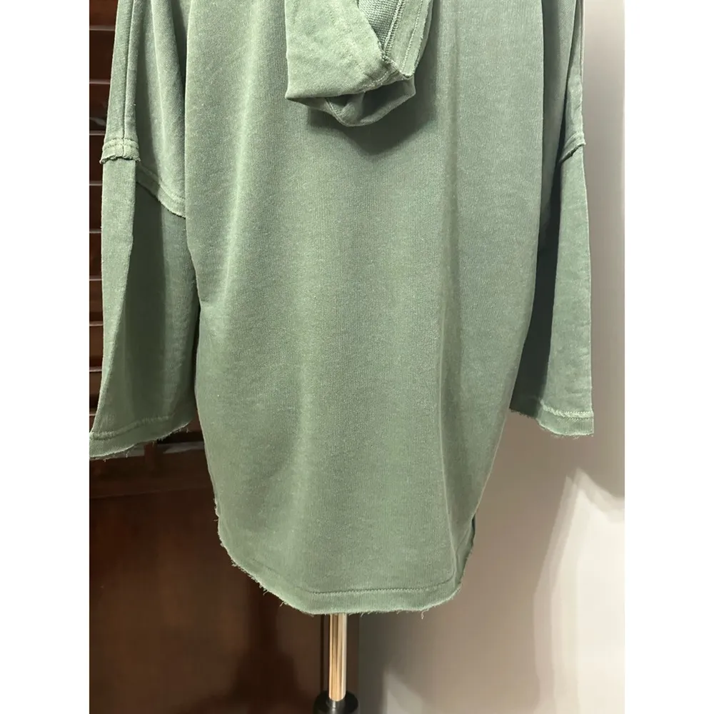 Caslon  Womens Sweatshirt Green Long Sleeve Crew Neck Pockets Hooded S New - Image 6