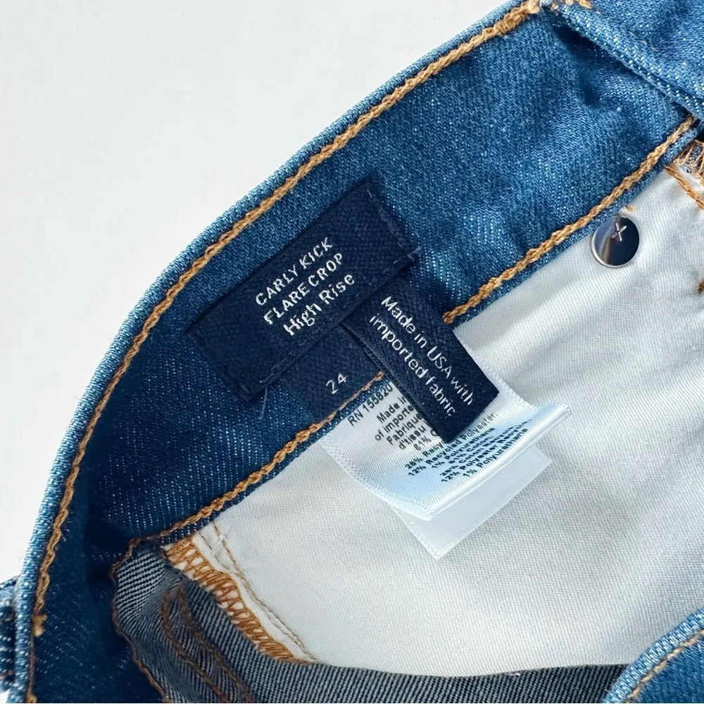 NEW Veronica Beard Carly Kick Flare Crop High Rise Jeans in Blue - Image 7