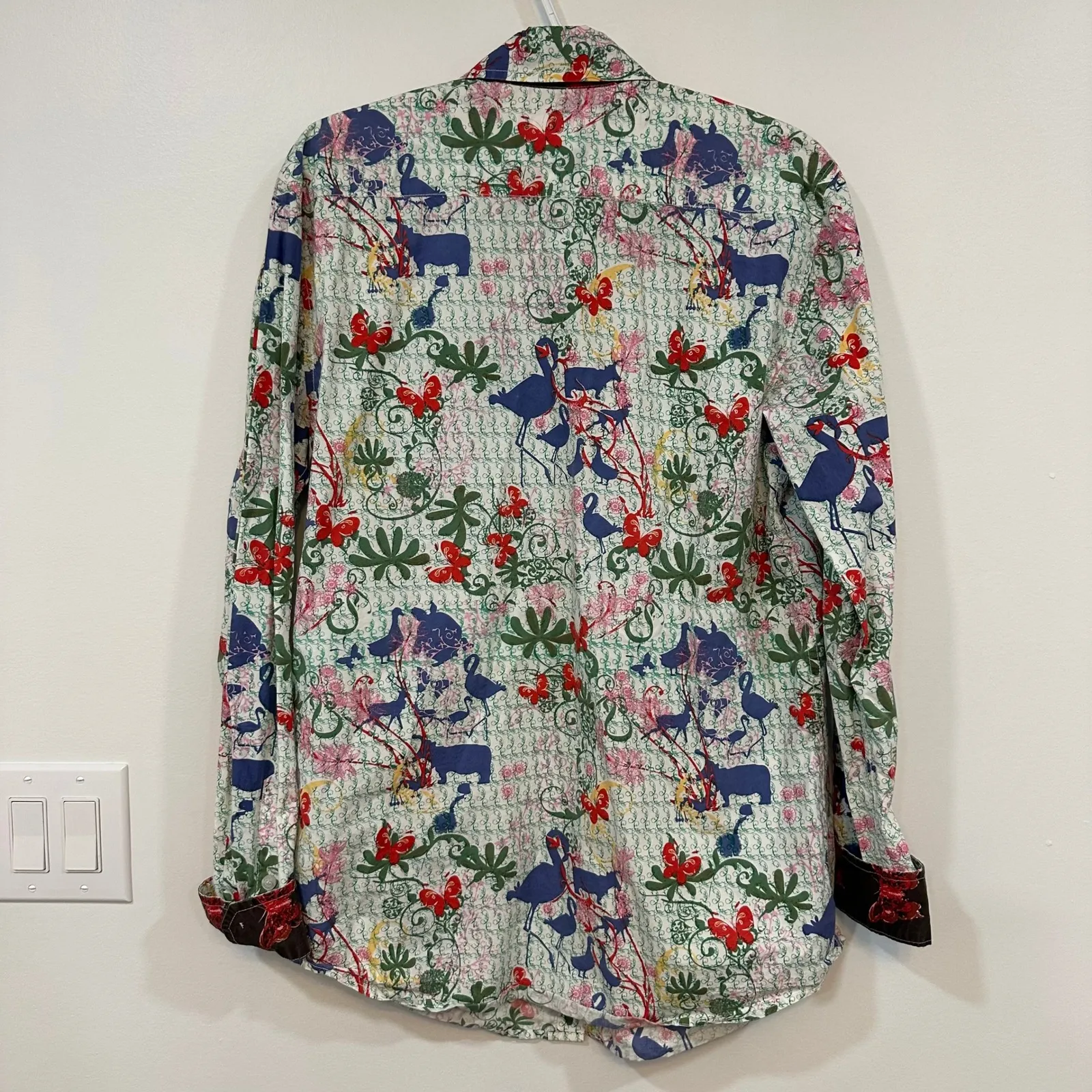 Custo Barcelona Womens Blouse Large Button Down Novelty Mix Print Collar Cotton - Image 6