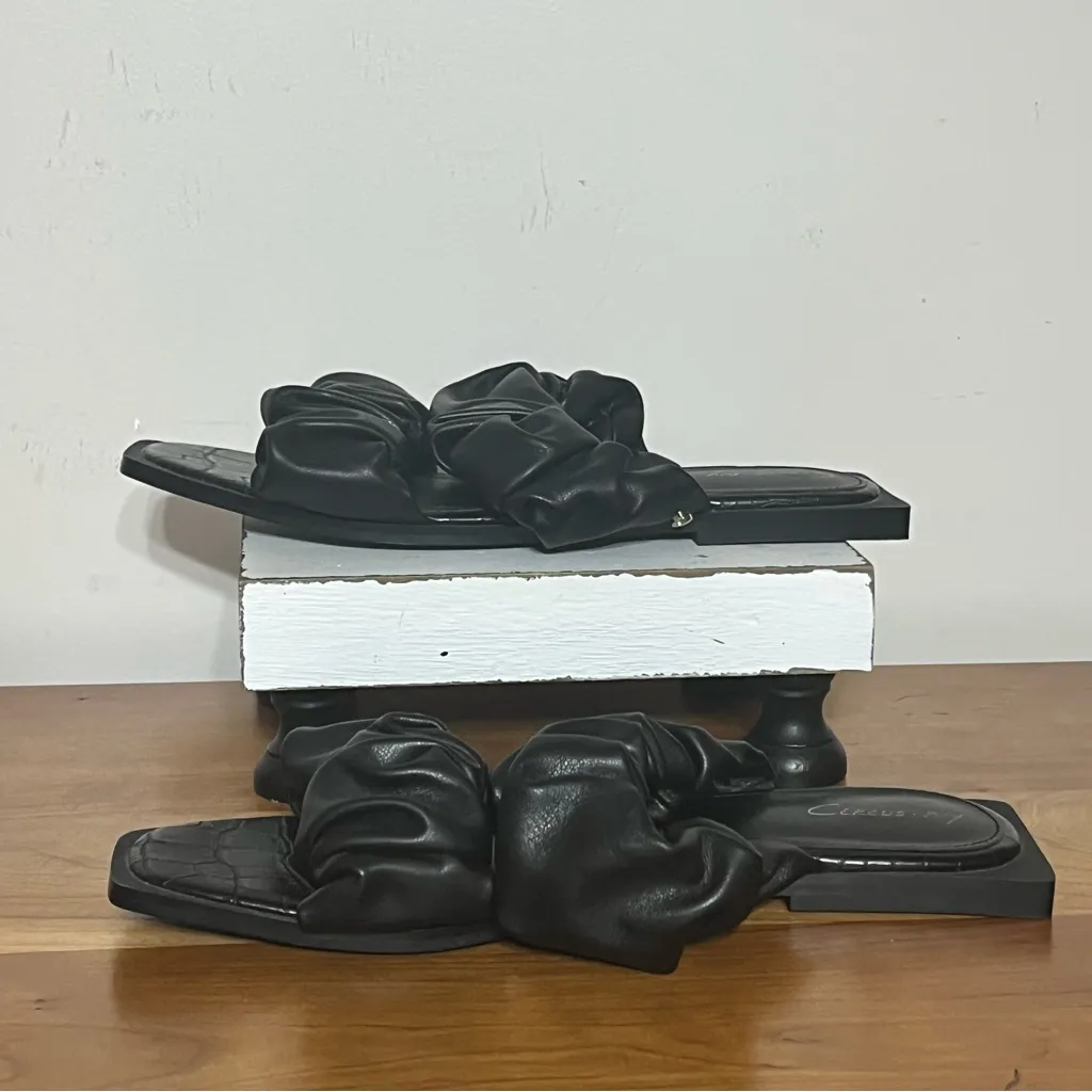 Circus Sam Edelman Iggy Women's Sandal Black Size 7.5 M Slide Square Heel Ruffle - Image 2