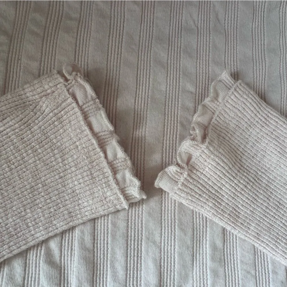 NWT Free People Wild Hearts Long Sleeve Henley Blush Pink Shirt Size Medium - Image 9