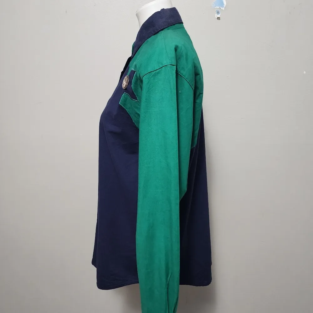 Vintage Adobe Rose 90s Blue Green Rodeo Queen Western Button Down Size Medium Size L - Image 3