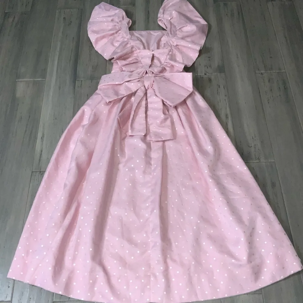 Cinderella Pink Chiffon Overlay Metallic Polka Dots Ruffle Off Shoulder Dress XS - Image 10