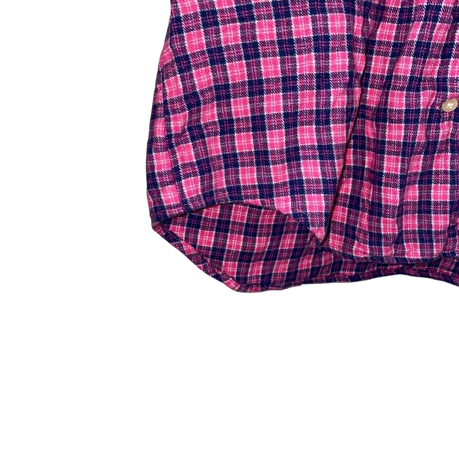 Tommy Hilfiger Sleepwear Pink Blue White Plaid Cotton Flannel Button Down Top - Image 3