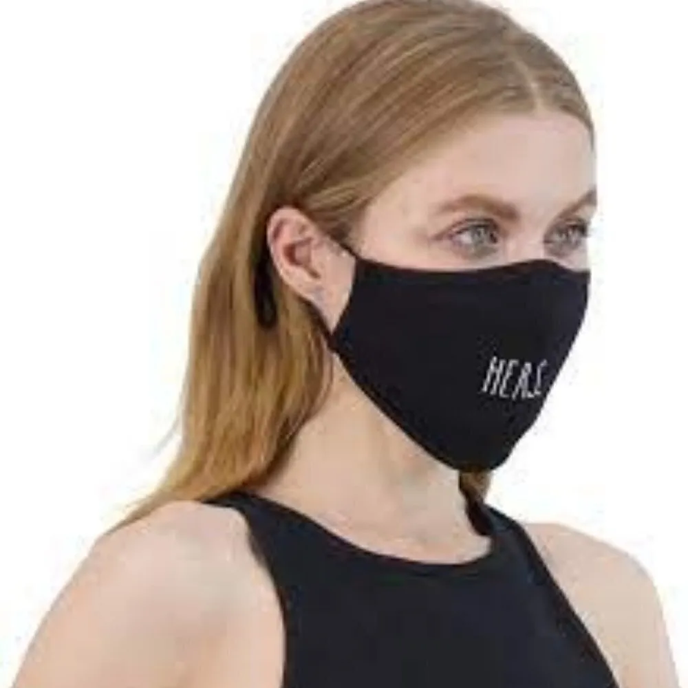5 for $25 Rae Dunn His Hers Reusable Face Masks Black NEW - Image 2