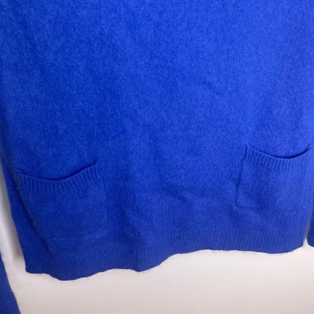 360‎ Cashmere Cobalt Blue Sweater Crewneck Pocket Front S Small Luxury - Image 3
