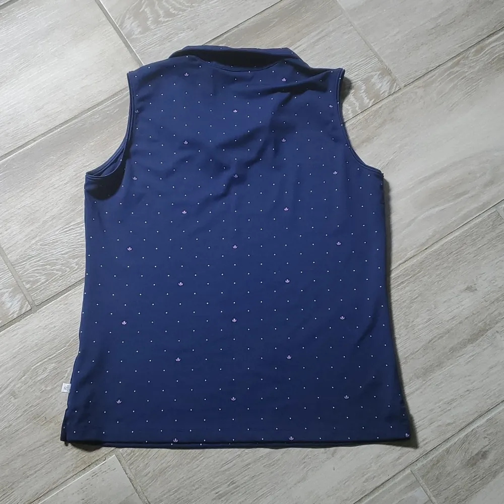 Lady Hagen Polka Dot Logo Sleeveless V-Neck Golf Polo with Collar - Image 9