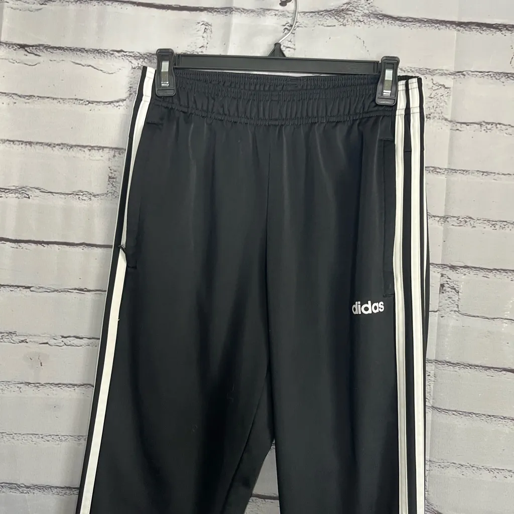Adidas Black + White Sweatpants SZ S Signature Stripes Streetwear Classic Y2K - Image 5