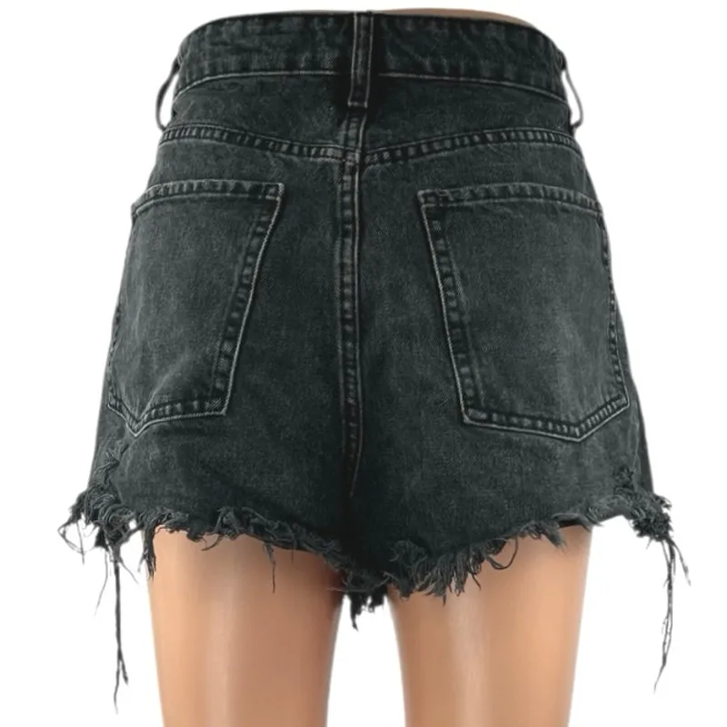 Zara Women's Black High Waisted Straight Frayed Cut Off Denim Jean Shorts Size 8 - Image 3