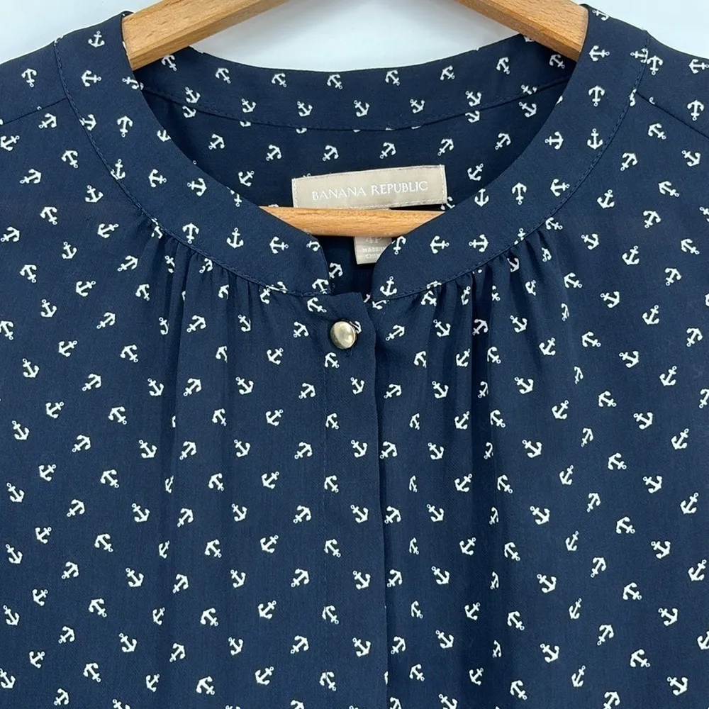 Banana Republic Navy Blue Anchor Tank Women’s Size 4 Petite - Image 4