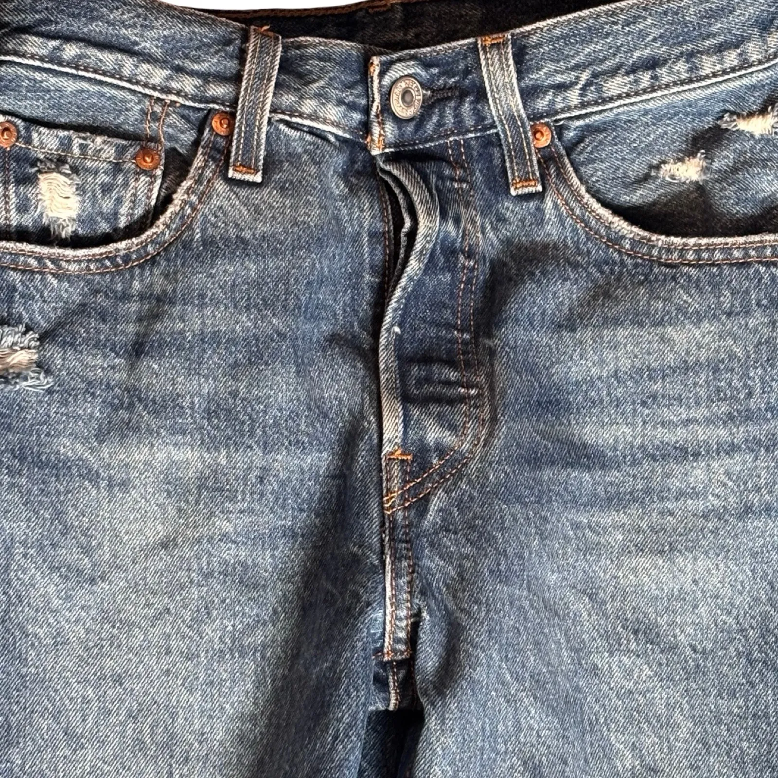 Levi’s 501 Original Fit Jeans 24 Inch Waist Distressed Straight Leg Denim Casual Blue - Image 4