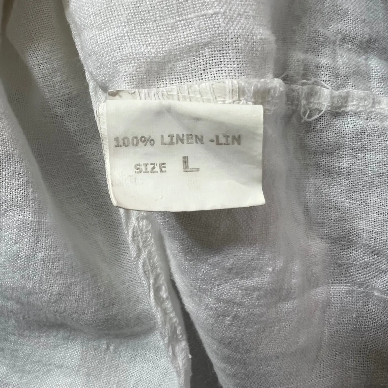 Lina Tomei Made in Italy White 100% Linen Blouse Tunic Top Size L Costal Boho‎ Size L - Image 6