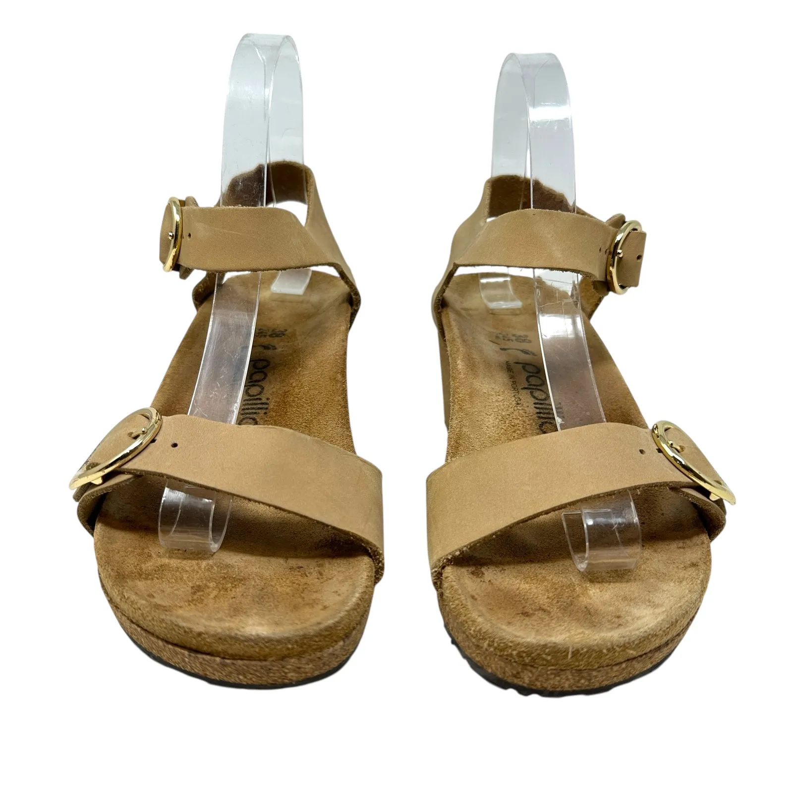 Birkenstock Papillio Soley Wedge Sandals Nubuck Leather Beige Tan 38 US 7 7.5‎ - Image 3