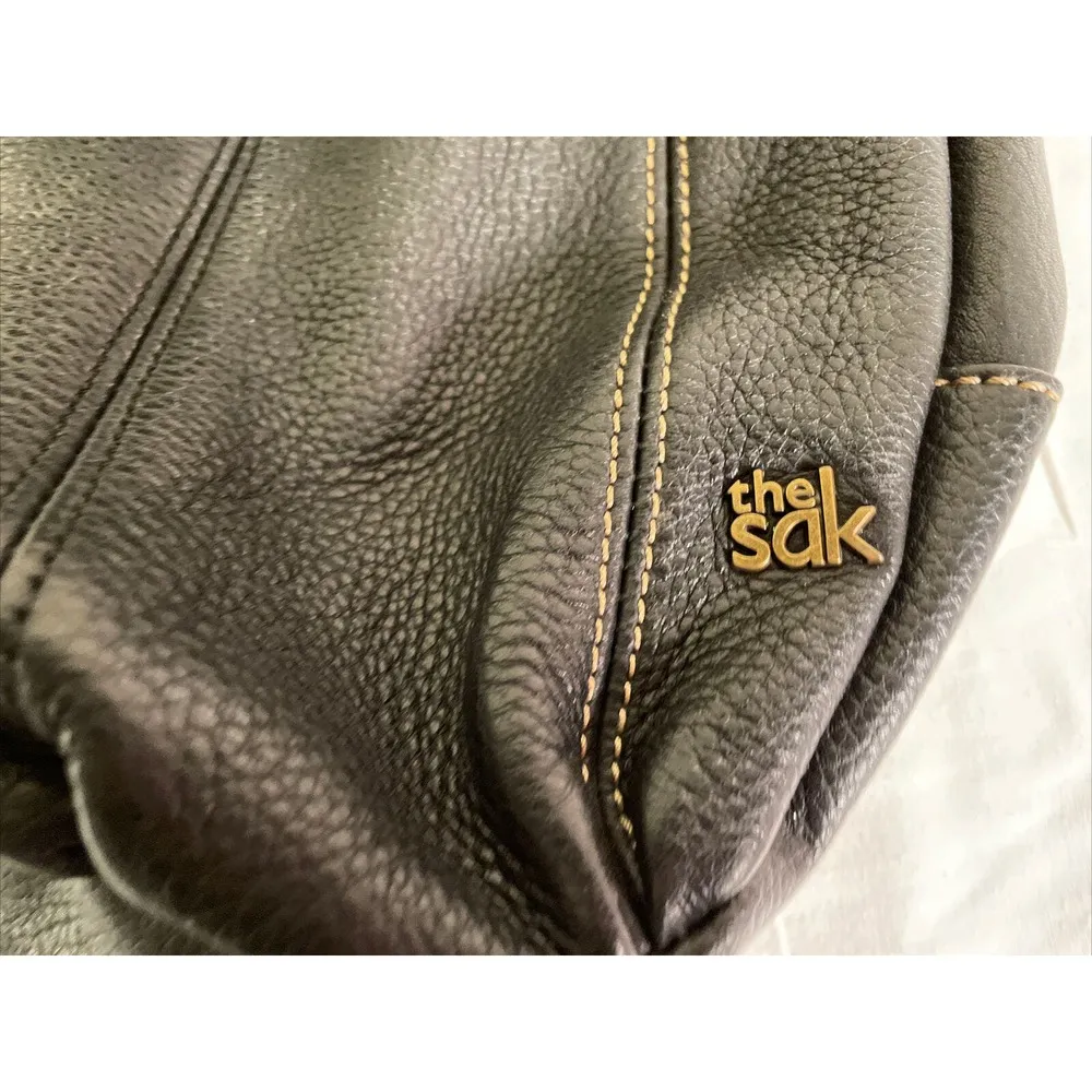 The Sak Deena Leather Fold Over Black Purse, Handbag, Crossbody, Soft, Zip - Image 2