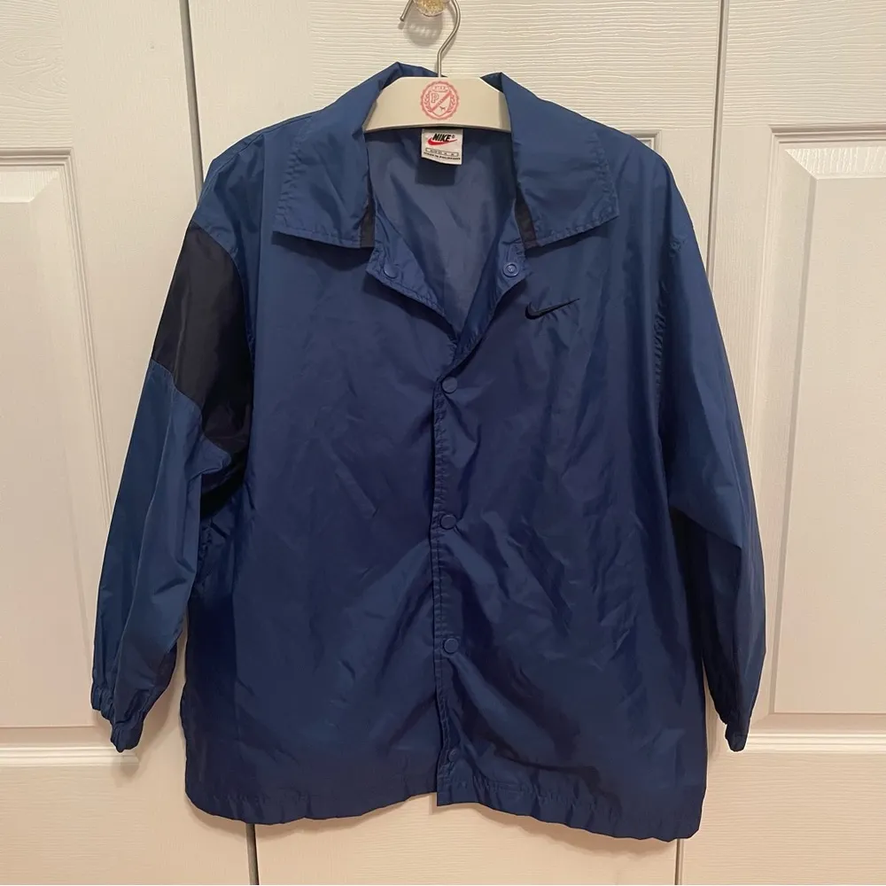 Vintage 1990s Nike Blue Button Up Windbreaker - Image 2